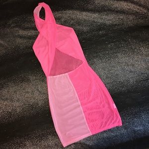 Mesh Criss Cross Halter Dress